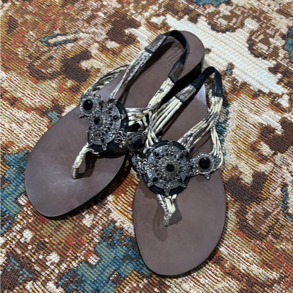 Pelle Mode Crystal snake skin sandals